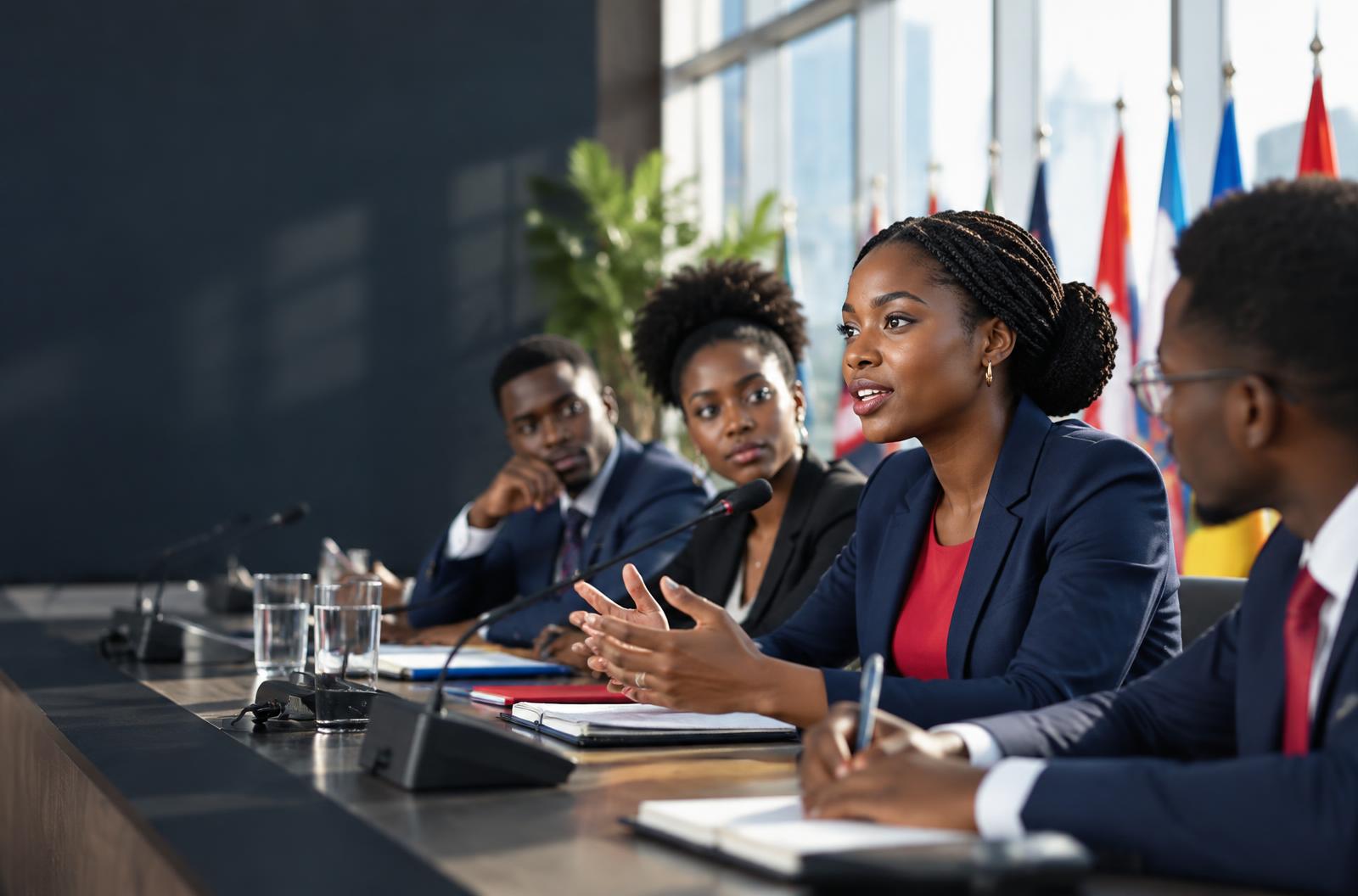 Young Haitian leaders participating in an international diplomacy discussion